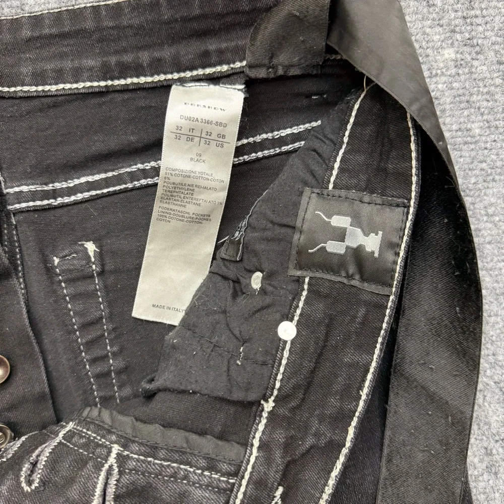 Rick Owens DRKSHDW Detroit Cut black buttonfly jeans men's size 32x31 distressed - Picture 5 of 14